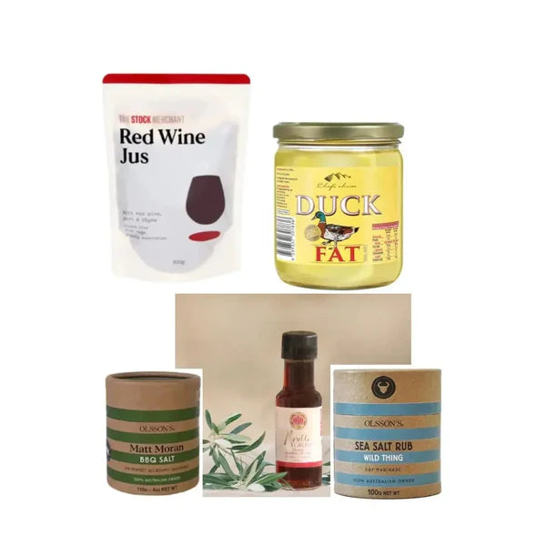 Christmas Dinner Condiments Gift Pack – Duck Fat, Red Wine Jus, Salts & Cherry Balsamic