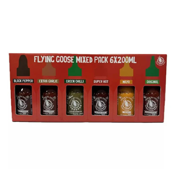 Flying Goose Sriracha Variety Pack (6 × 200 ml) – Vegan & Gluten-Free