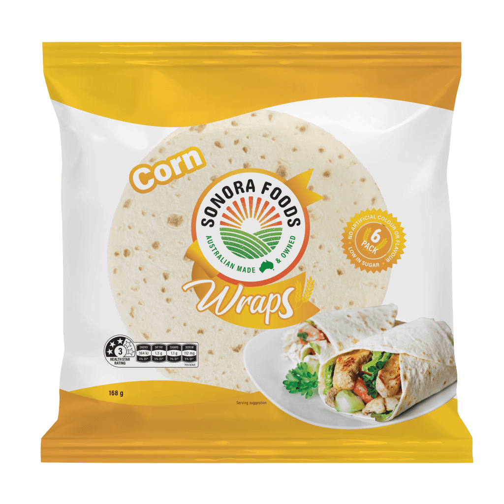 SONORA TORTILLA WRAPS CORN 6PK 168G