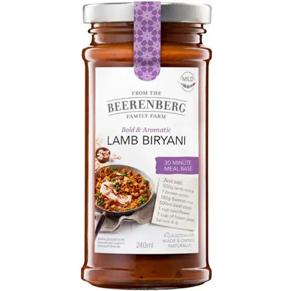 Beerenberg Lamb Biryani Slow Cook Sauce 240ml – Indian-Inspired Flavour at Home