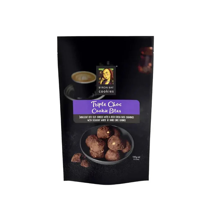 Byron Bay Cookies Triple Choc Cookie Bites 100g Australian Gourmet Cookies