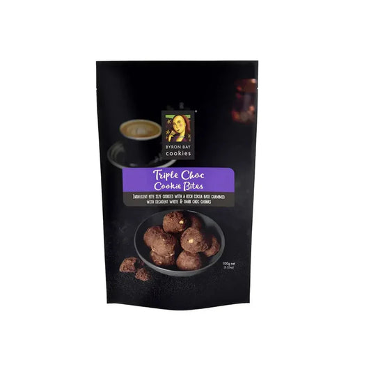 Byron Bay Cookies Triple Choc Cookie Bites 100g Australian Gourmet Cookies