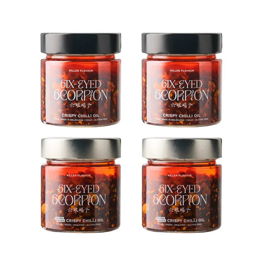 Six-Eyed Scorpion Original and Extra Spicy Crispy Chilli Oil 212g 4Pk | V GF