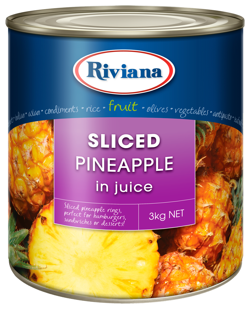 RIVIANA SLICED PINEAPPLE IN JUICE 3KG